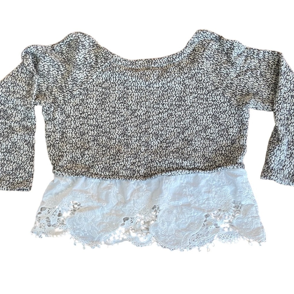 Mason Jules long sleeve shirt girls size small gray & with lace trim